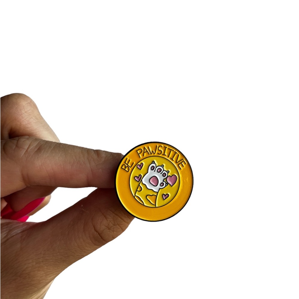 Be Pawsitive Cat Enamel Pin - Picture 2 of 2